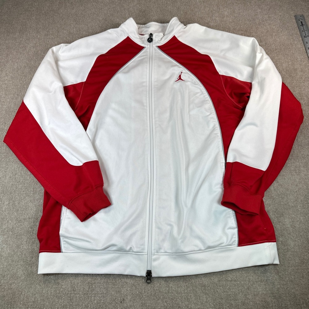 Jordan Brand Mens XL Track Jacket Full Zip White Red Jumpman Logo Sportswear